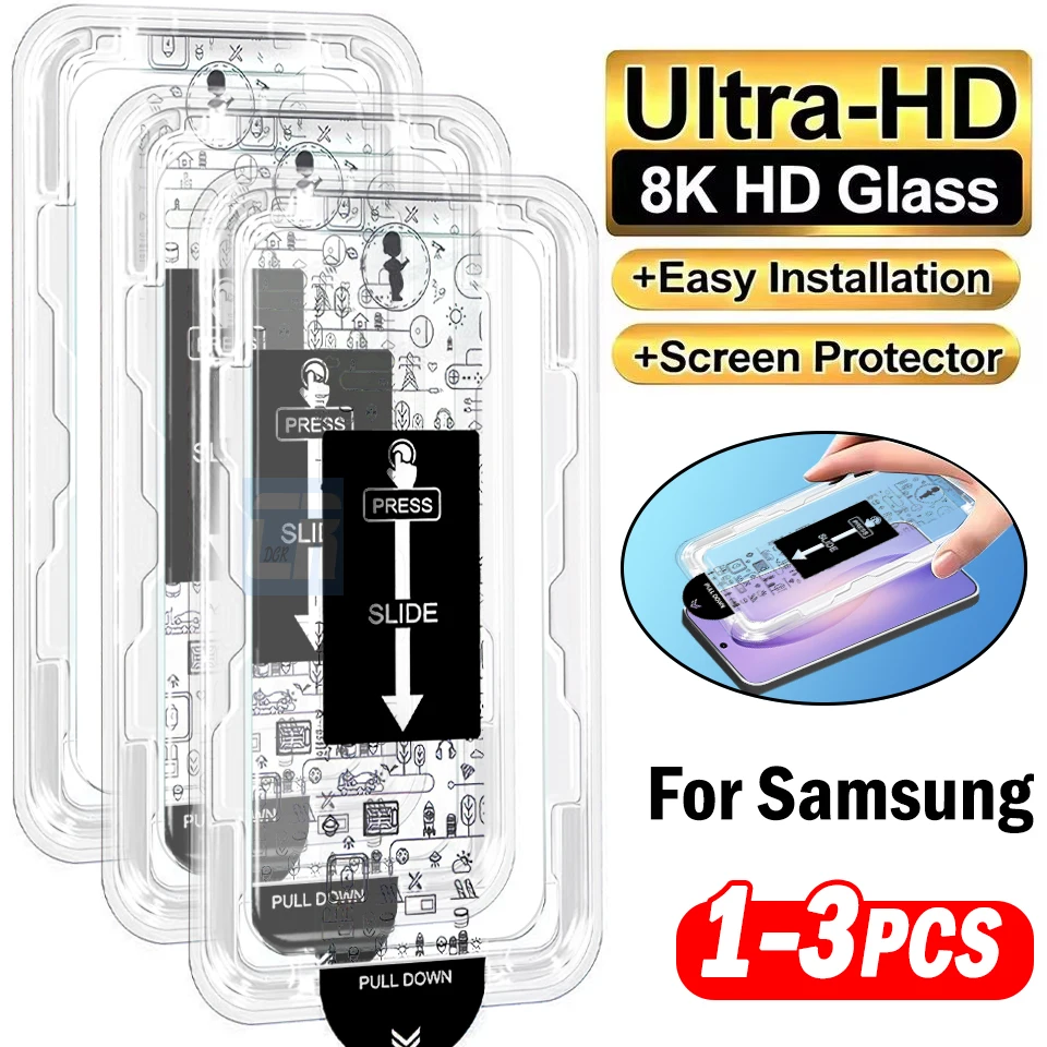 1-3Piece Screen Protector For Samsung Galaxy S26 S25 S24 FE A57 A37 A27 5G Oleophobic Coating Dust-Free Install Tempered Glass