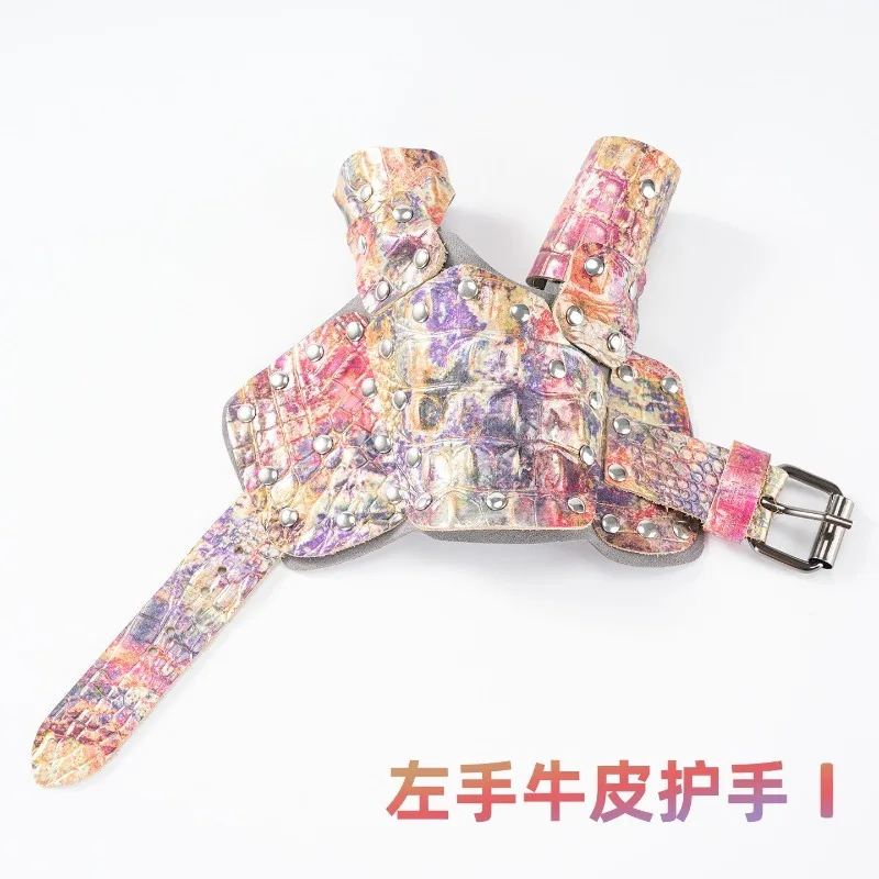 Half Finger Cowhide Gloves Crocodile Texture Slingshot Hand Guard Fishing Shooting Outdoor Universal Wear Resistant Non Slip view 6
