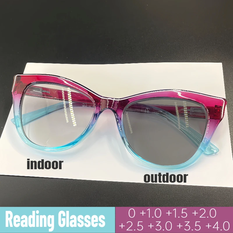 

Фотохромные очки «кошачий глаз» для чтения, блокирующие синий свет, компьютерные очки, женские модные очки для дальнего видения, диоптрии от 0 до +4,0