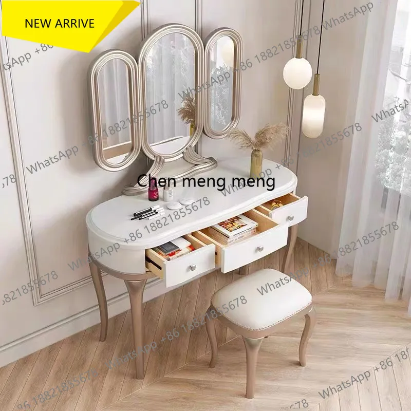 

Комод Q178 в стиле французского легкого люкса, из массива дерева, для спальни, европейский туалетный столик, шкаф для хранения, интегрированный стол.