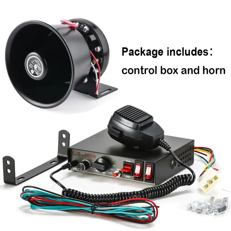 Vehicle Warning Horn Car Police Siren Speaker 200W 8 Loud Sound Microphone Loudspeaker Emergency Alarm System 12V 24V - Image 7