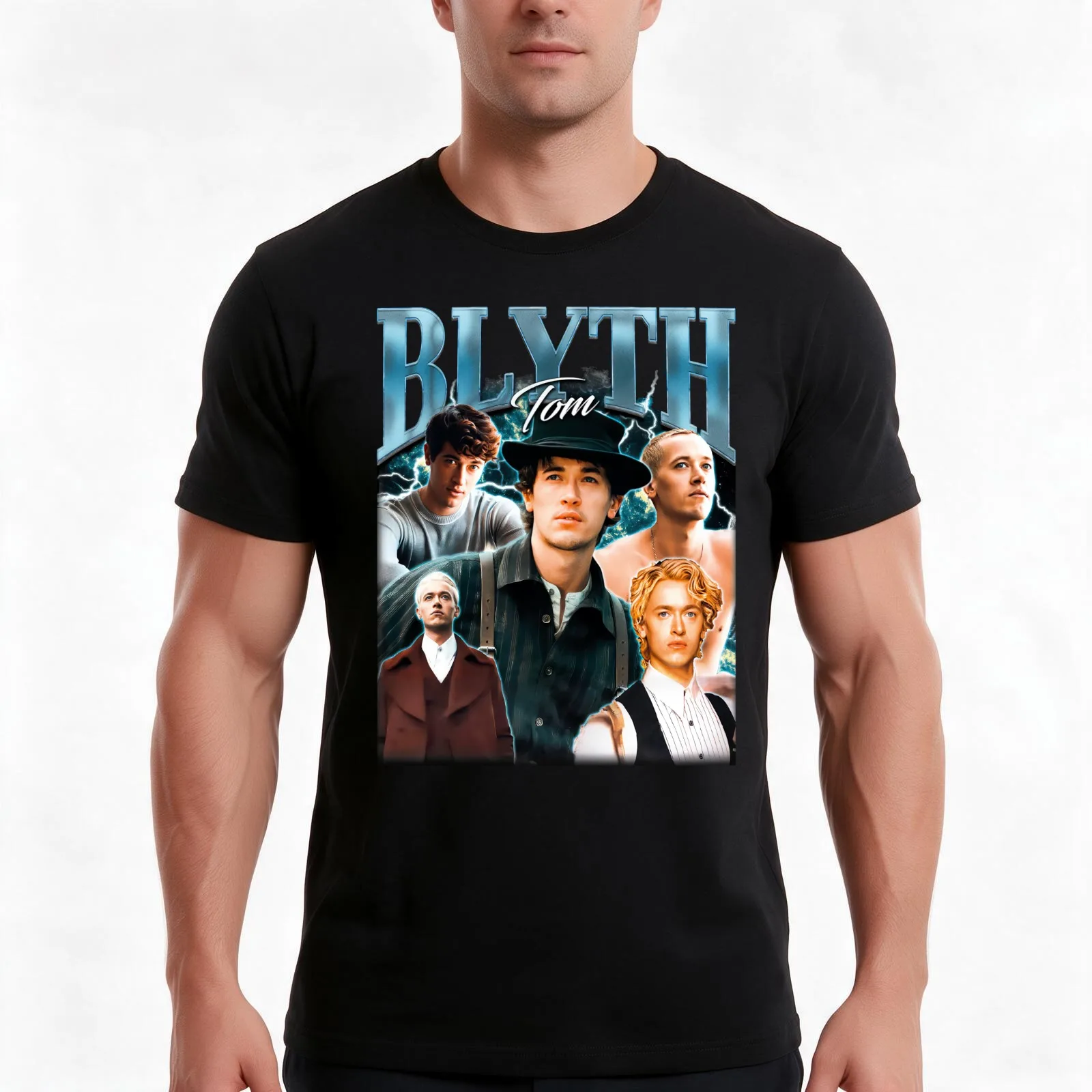 Retro Tom Blyth T-Shirt, Summer Casual Cotton Tee, Oversized Streetwear Tops, Vintage Graphic Print, Loose Fit Short Sleeve