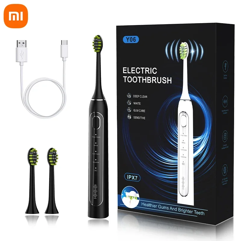 

Электрическая звуковая зубная щетка Xiaomi, перезаряжаемая от USB, IPX7, водонепроницаемая, с длительным сроком службы батареи, умный таймер, 4 режима, звуковые зубные щетки, новинка