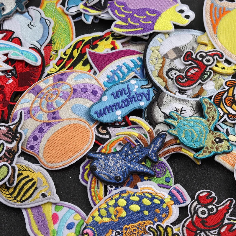 Cartoon Animals such as seahorses dolphins turtles, etc Patch Iron on  Embroidered Sewing Applique Badge DIY Apparel Accessories