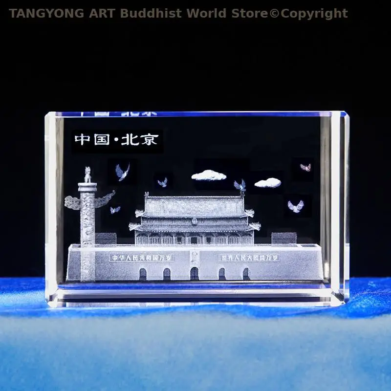 أعلى الحرفية زخرفة كريستال نحت الجدار العظيم بيجينغ تيان رجل كريستال زخرفة الصين المبنى الشهير هدية جيدة