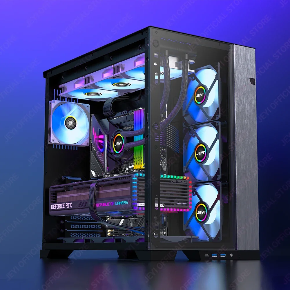 JEYI PC ARGB 냉각 선풍기, AURA SYNC RGB 컴퓨터 팬, 매우 조용한 방열판 환풍기, 4 핀 PWM 및 5V 3 핀 ARGB 포트, 120mm