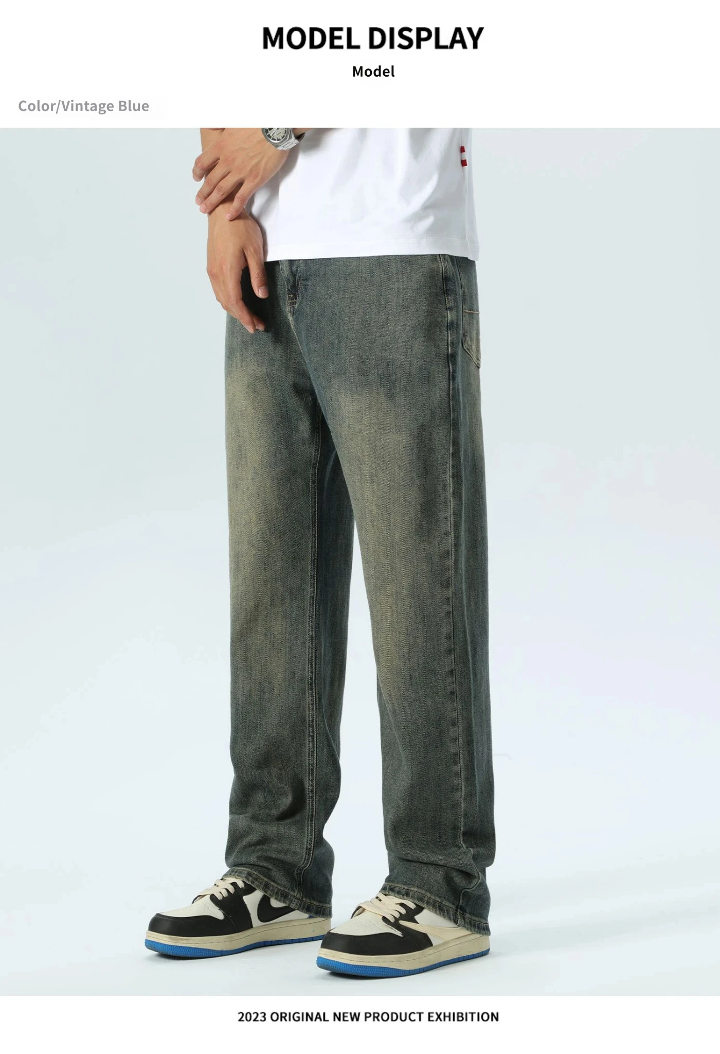 2026 New Men's Jeans Fashion Versatile Vintage Style Casual Slightly Stretch Loose Straight-Leg Youth Jeans