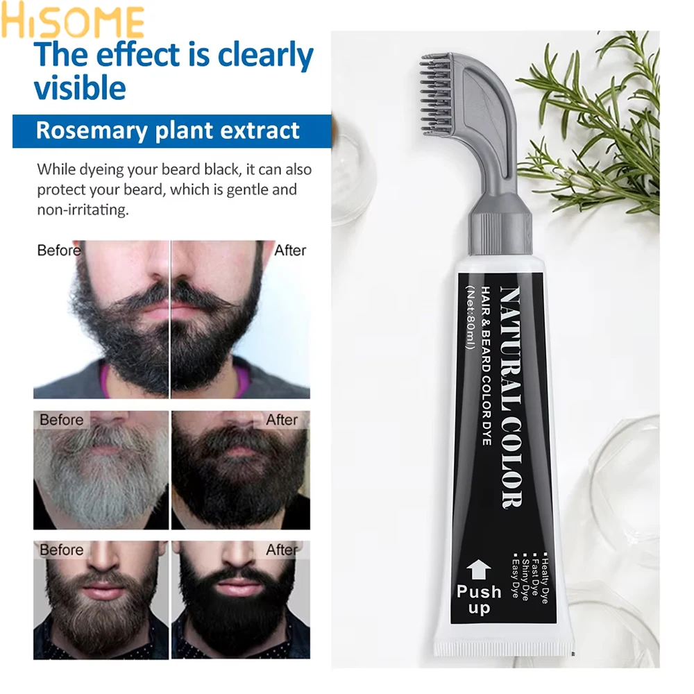 

Black Beard Dye Cream With Comb Hair Beard Dye Shampoo Long Lasting Men's Fashion Modelling Tool Hair And Beard Dyeing Tint Crea