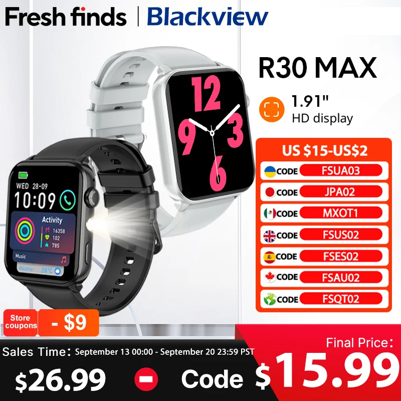 【World premiere】Blackview R30 Max Smartwatch 1.91