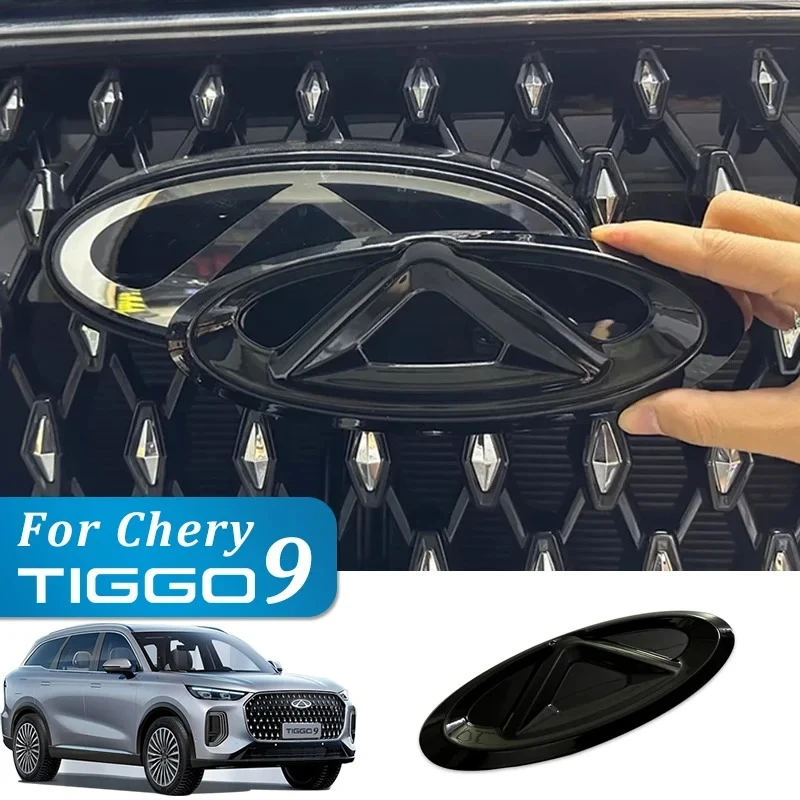 

LINNUNU For Chery Tiggo 9 2026 2025 Accessories Car Front Bumper Emblem Badge Decal Black Logo Cover Refit Sticker Accessories