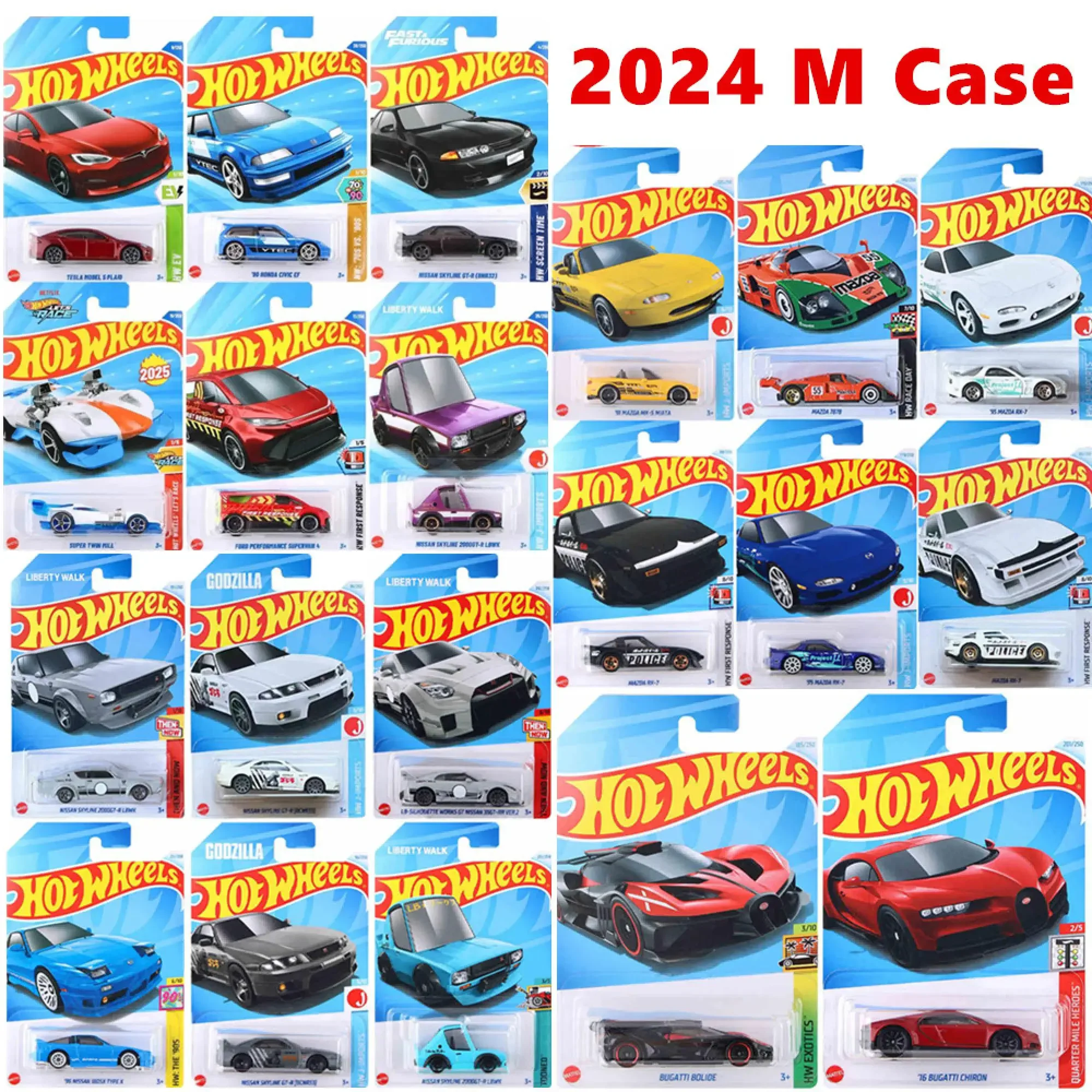

2024 M Case Hot Wheels Car 1/64 2000 GT-R LBWK TOYOTA GR86 16 BUGATTI CHIRON Auto Model Cars Toys Boys Gift