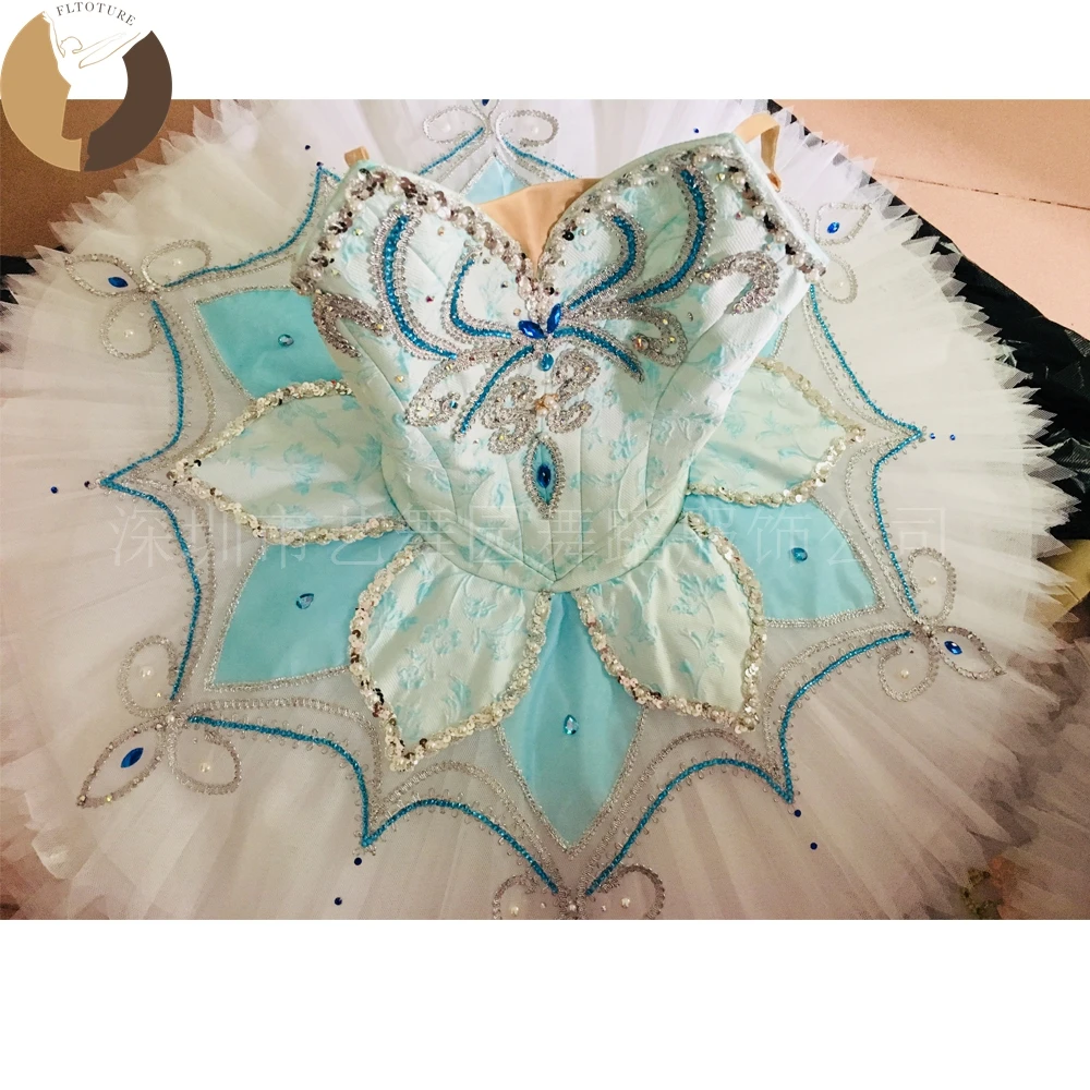

FLTOTURE YN2027 High Quality Professional Girls Custom Made Ballet YAGP Competition Green Tutu Skirt for Sale
