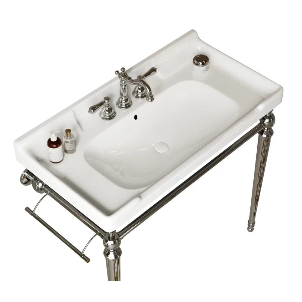 

Керамическая раковина для ванной 36 дюймов, белая, с 3 предварительно просверленными отверстиями, без тумбы