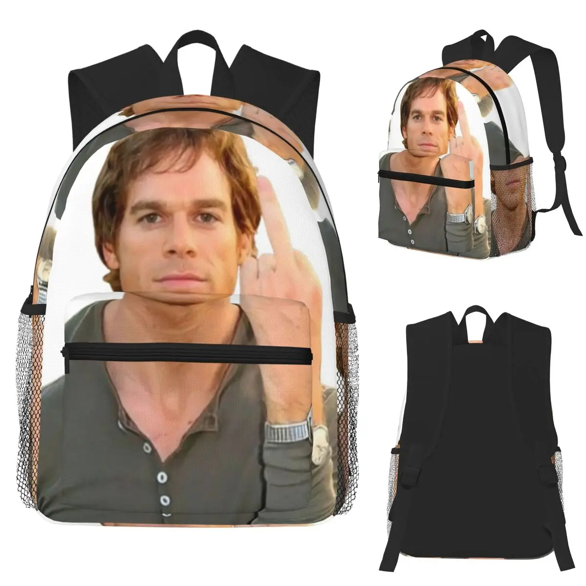TV Series Dexter Morgan Flipping Off Backgroundless Student Backpack School Bag Hiking Travel Daypack for Boys Girls Bookbag