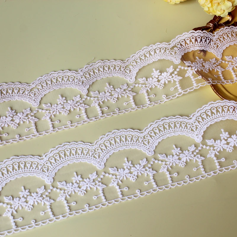 Embroidery Mesh Cotton Lace Ribbon, Dress Decoration, DIY Garment Material, Needlework Sewing Accessories, 19Y, 7.8cm, 590