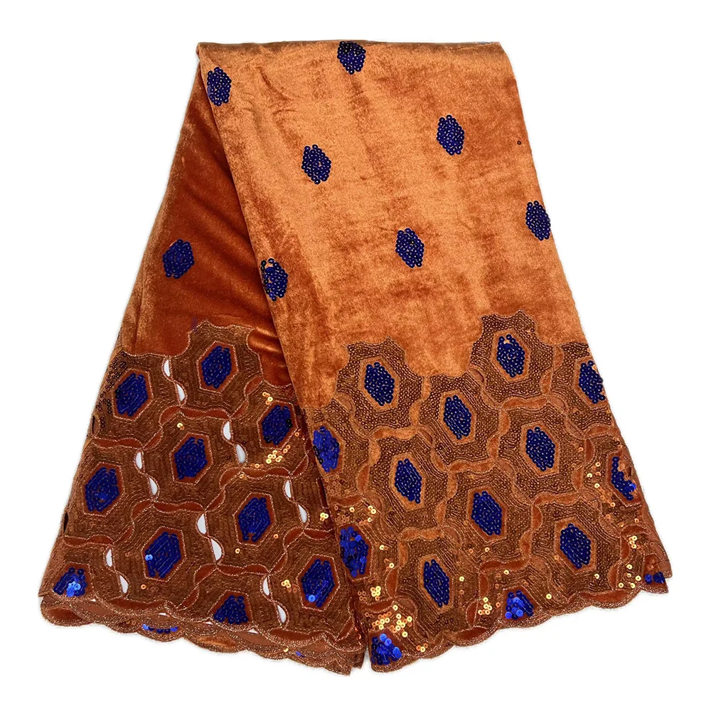 Женская кружевная ткань в стиле ретро с блестками, африканский 5-ярдовый материал, нигерийские элегантные свадебные платья, бархатная ткань