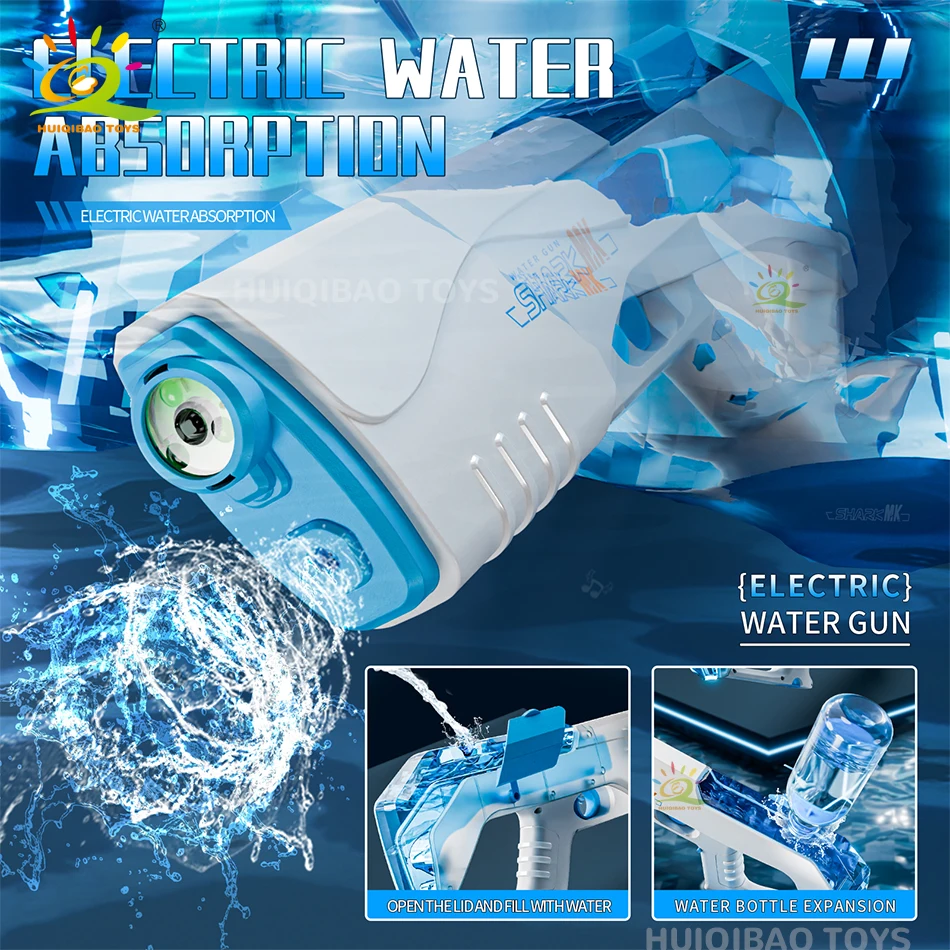 HUIQIBAO 2025 Pistola ad acqua elettrica a impulsi completamente automatica Pistola ad acqua da spiaggia all'aperto Giocattolo da battaglia d'acqua Gioco estivo Giocattoli per regalo per adulti