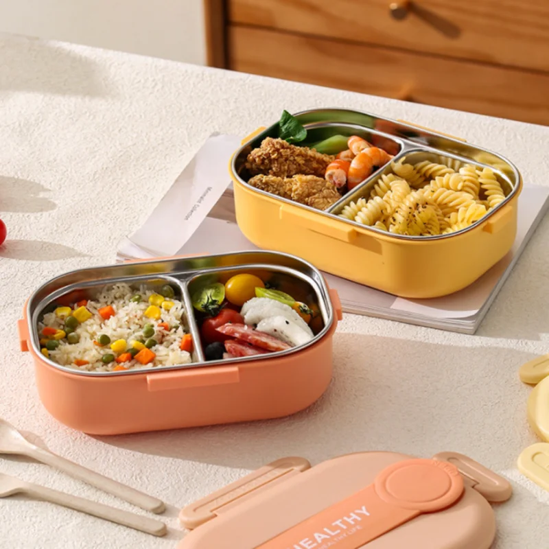 Kitchen Stainless Steel Insulated Lunch Box Office With Tableware Sealed Portable Lunch Box Student Camping Lunch Box