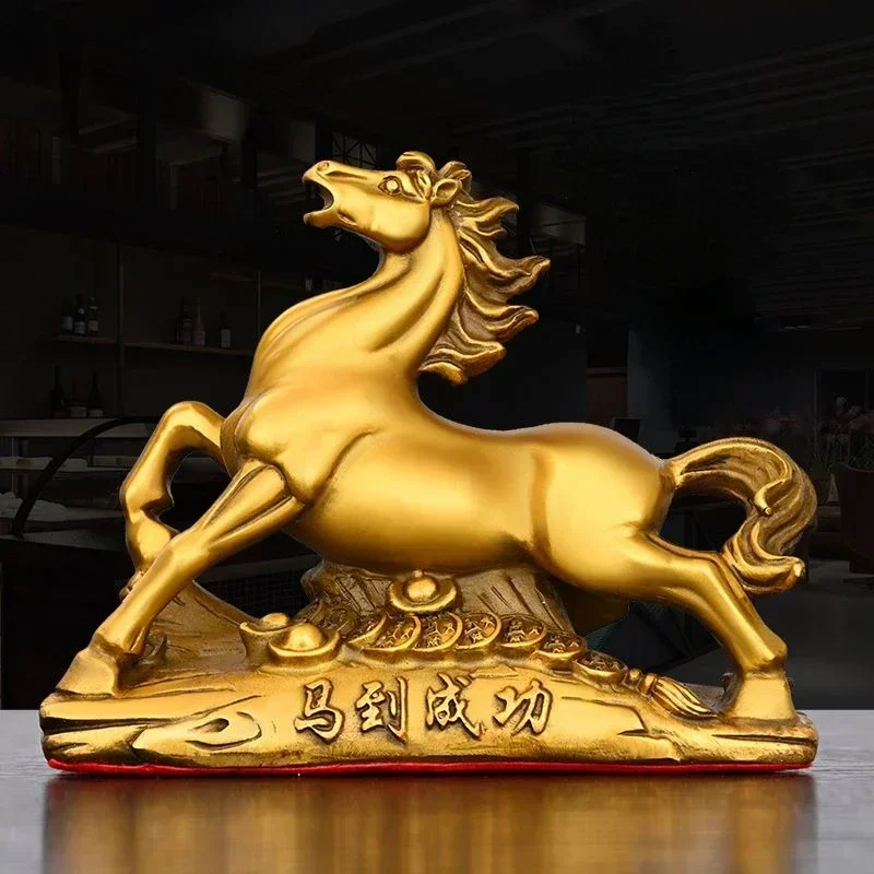 Lucky Copper Horse To Success Ornaments Leaping Running Horse Home Office Desktop Decor