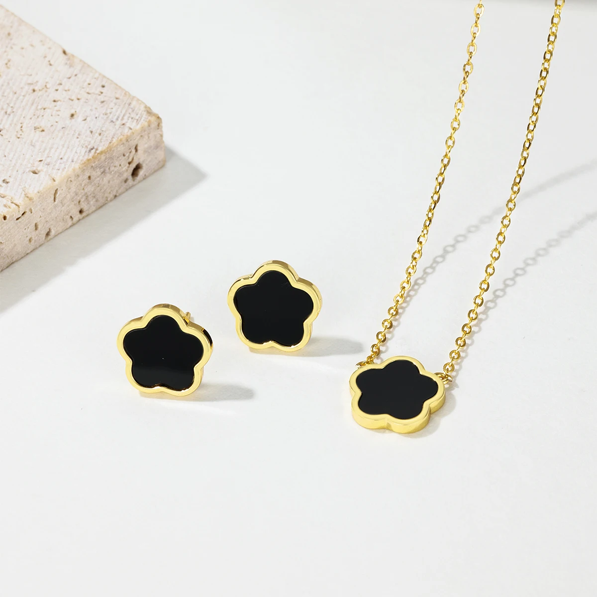 

3-piece pendant chain necklace flower earrings women's exquisite jewelry set jewelry surprise 925 sterling silver daily wearing