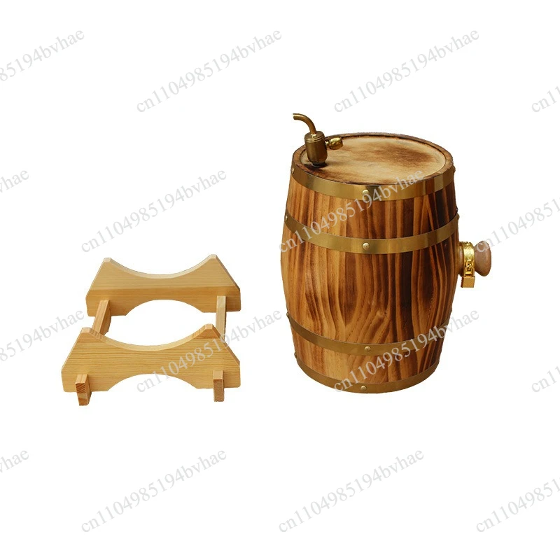 Oak barrel with stainless steel inner liner for home decoration
