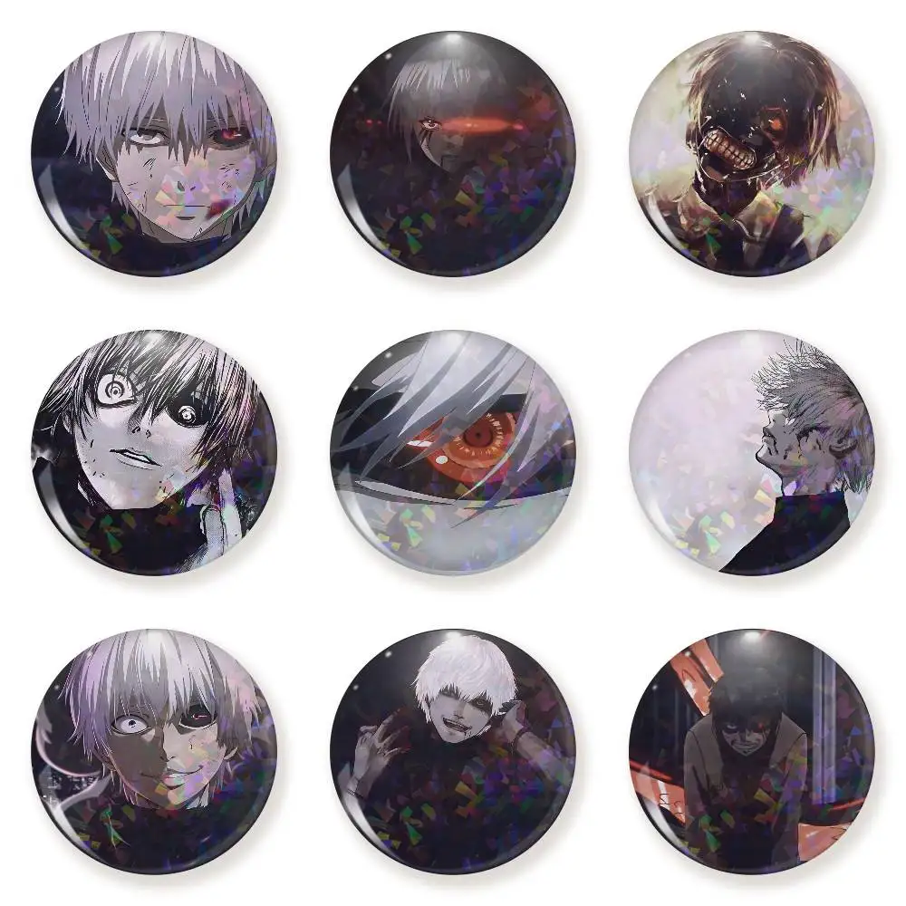 Tokyo Ghoul Ken Kaneki  Badge on Backpack Accessories Manga Icons Pins Round Cartoon Brooches for Clothes Bag Decor Gifts