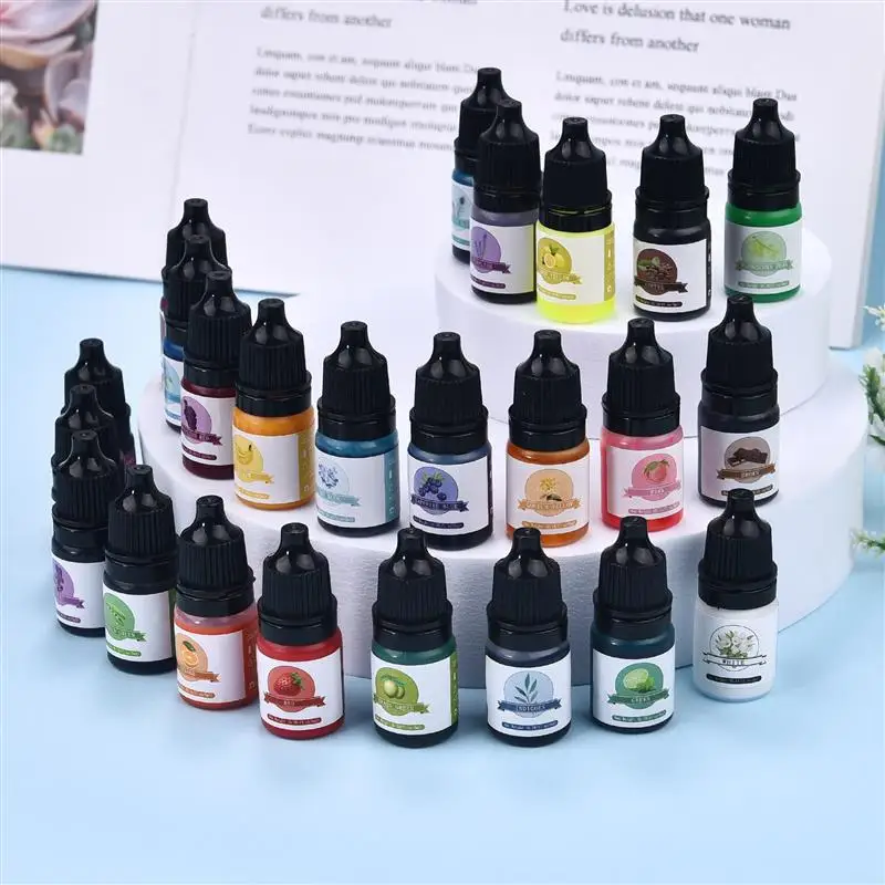 24 Colour DIY Epoxy Resin Pigment Kit Diffusion Candle Dyes Art Ink Alcohol Liquid Colorant Dye DIY Jewelry Making 5ml/Bottle