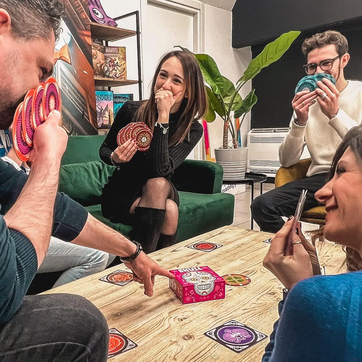 Król czaszki kwiatowej | Bluffing Card Game | Gra imprezowa | Wiek 10+ | 3-6 graczy | 20–30 minut grających