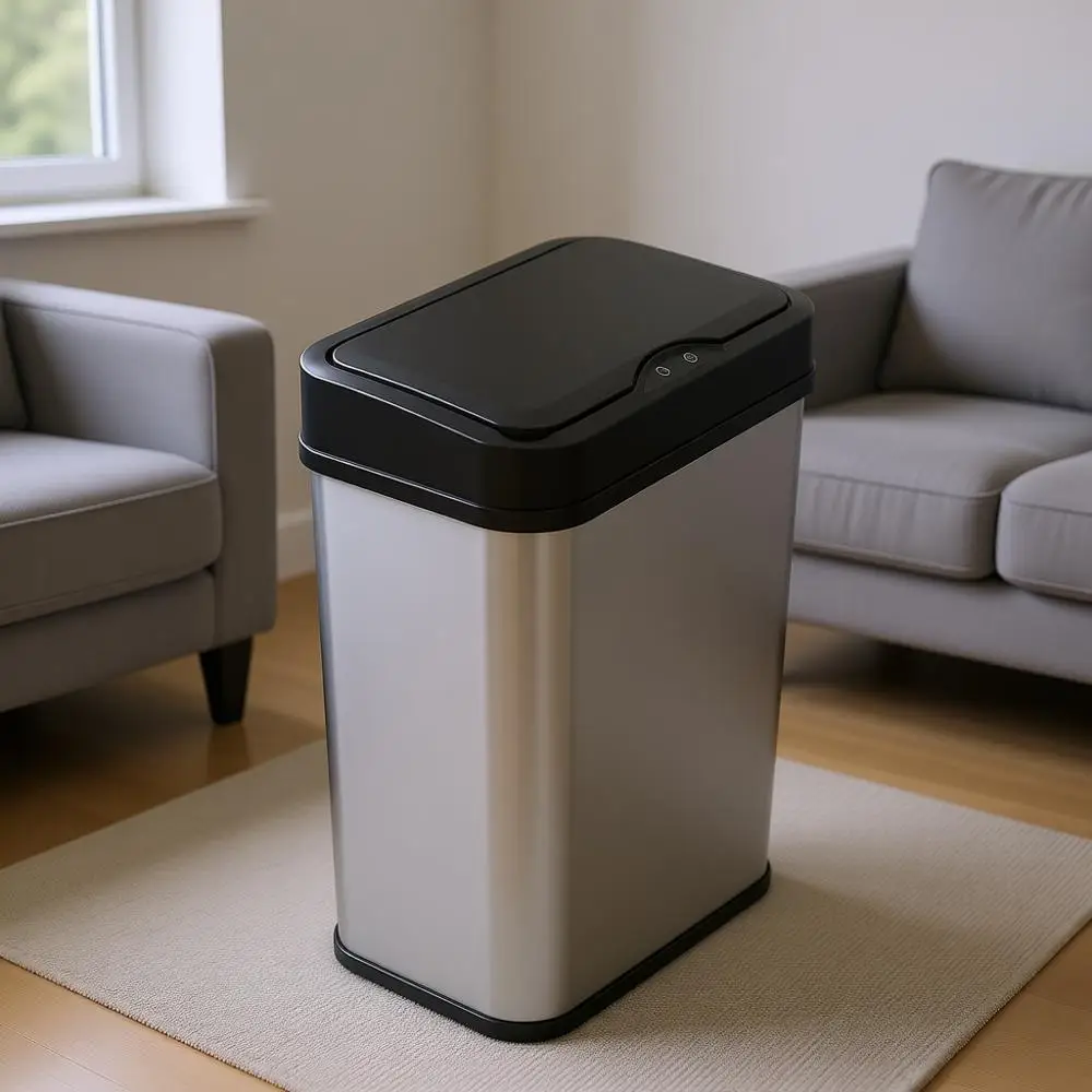 

Automatic Touchless Stainless Steel Kitchen Garbage Bin, 13 Gallon