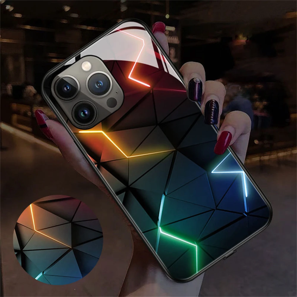 

Smart Voice-activated Luminous Phone Case LED Light Up Protective Back Cover For iPhone Air 17 16 E 15 14 13 12 11 Pro Max Plus