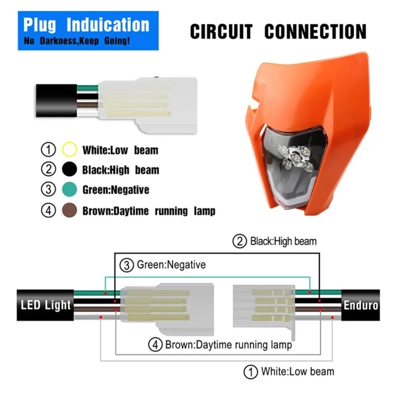 

1PCS for KTM EXC XC SX MX XC 125 250 300 450 Supermoto Enduro Universal Motocross LED Headlights