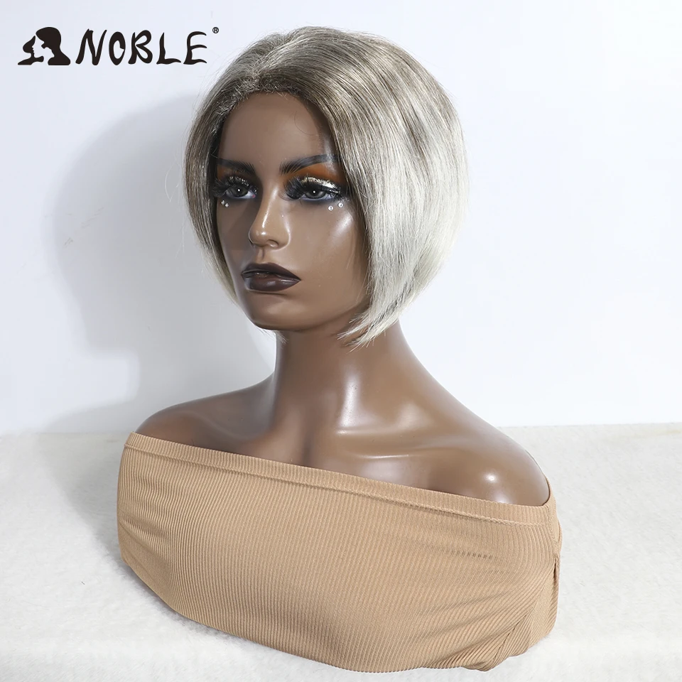 Perucas Noble Short Bob para mulheres, peruca branca cosplay, straight bob, peruca sintética, uso diário, resistente ao calor