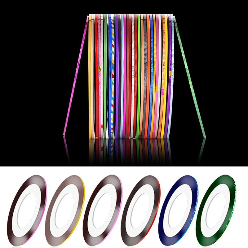 

Hot Sale! Mixed Colors Rolls Striping Tape Line DIY Nail Art Tips Decoration Sticker 20 pcs/lot