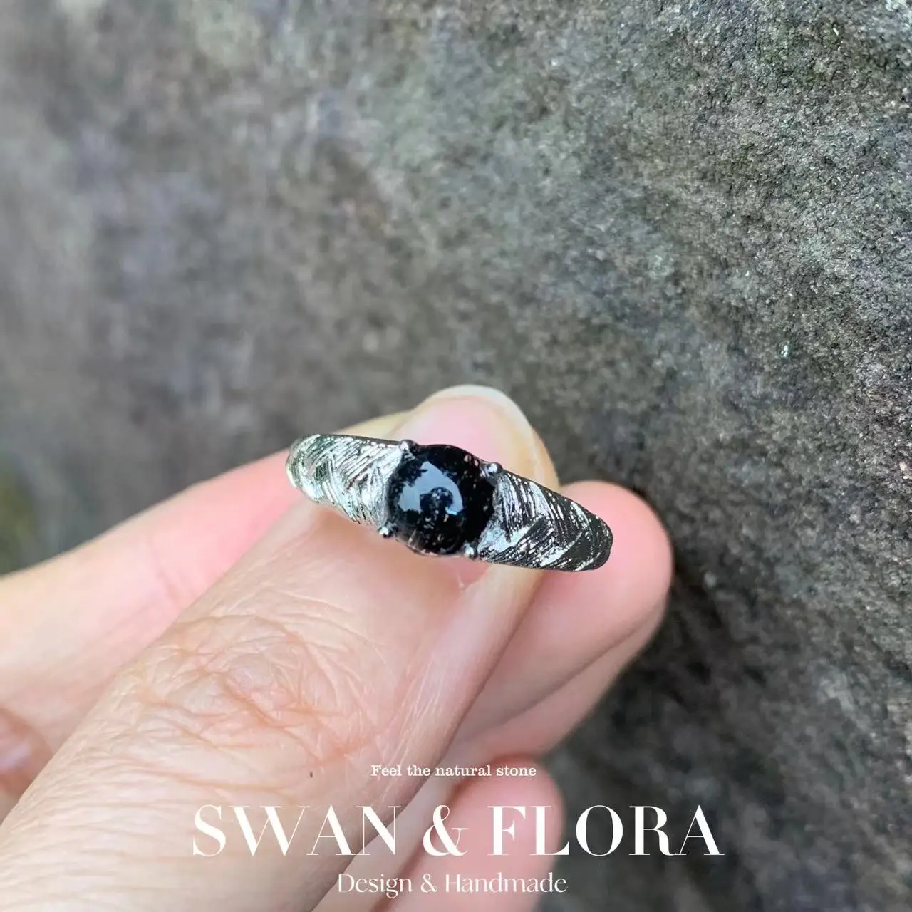 MM Natural Black Rutilated Quartz Ring Adjustable Female Jewelry for Women Gift Wholesale High Quality Vintage Fine