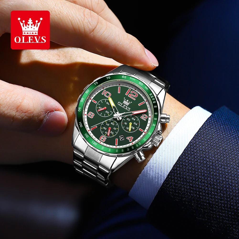 OLEVS Exclusive Watch Men Multifunctional Date Waterproof Stainless steel Luxury Quartz Watch for Men