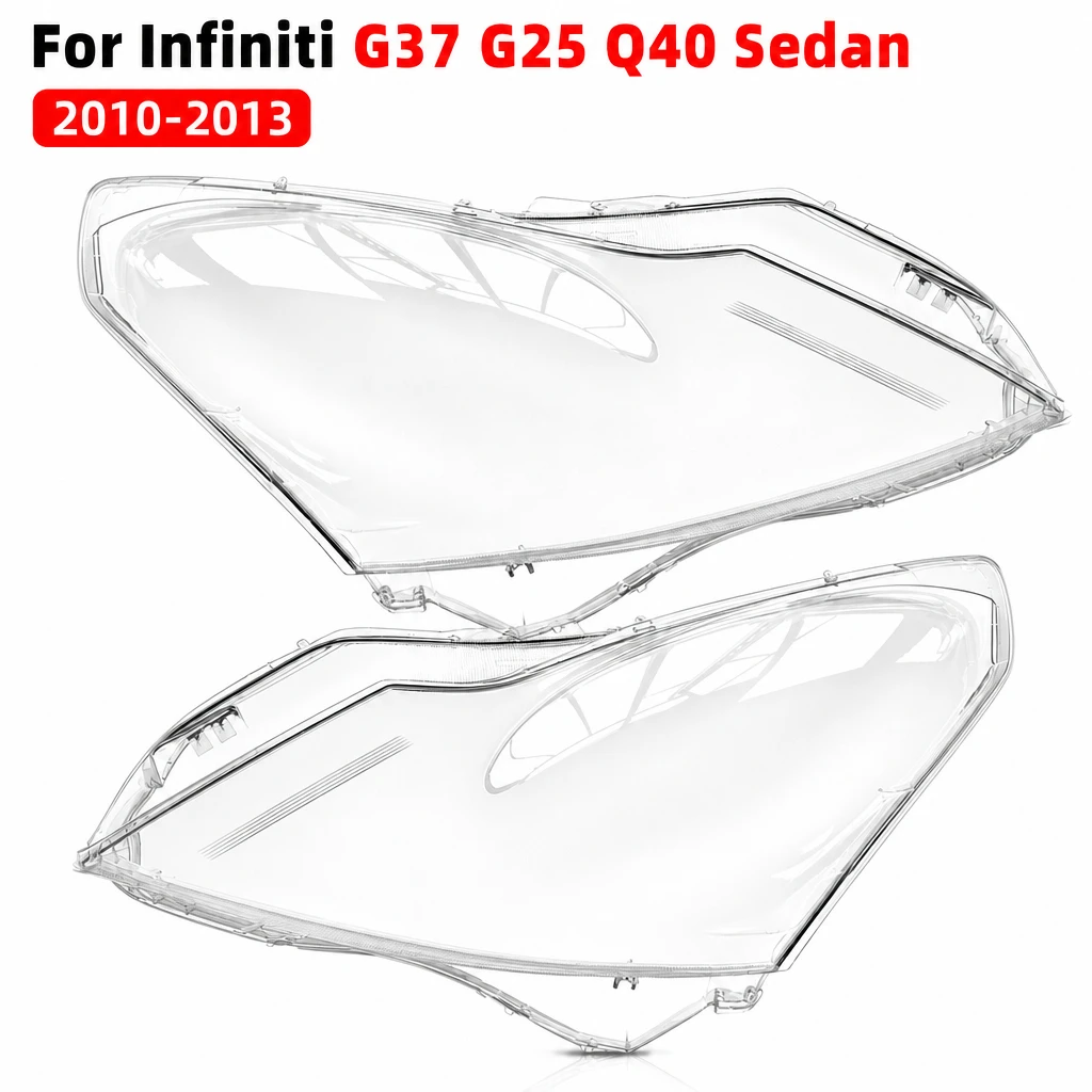 Headlight Lens Cover For Infiniti G37 G25 Q40 Sedan 2010-2013 1Pair PC High Transparency Anti-UV Durable Perfect Fit Replacement