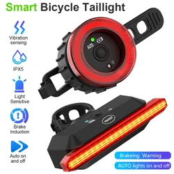 Toptrek Bicycle Rear Light USB Charging High Visibility Multifunction Flashing With Brake Sensor Tail Light MTB Road Bike Lamps