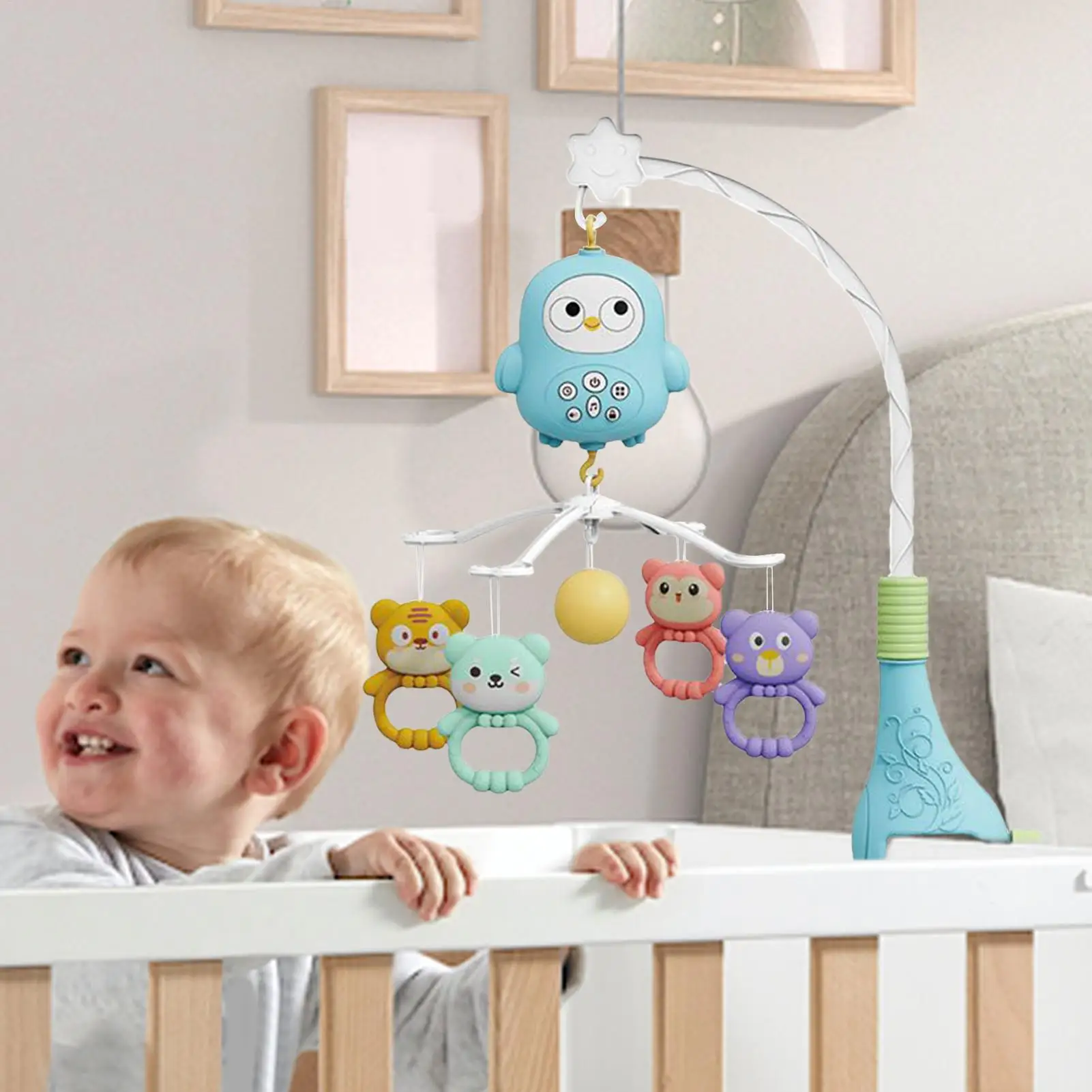 Remote Control Musical Baby Crib Mobile toy with Lights Music Projection for Infants Crib Toys for Newborn Baby Mobile for Crib