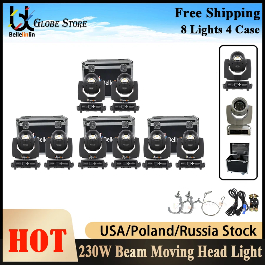 8Pcs Beam 7r 230W Sharpy Lyre Key Model 230W Moving Head 7r Light Air Box DMX Stage Beam Light 7r Sharpy Beam 7R 230W