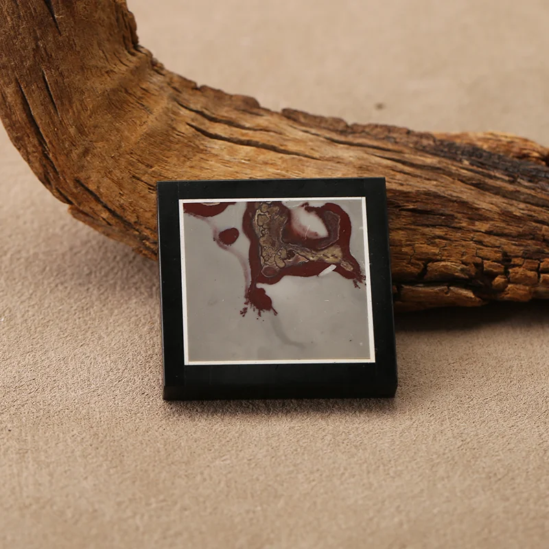 

B&F Natural Chohua Jasper & Obsidian Picture Frame Pendant Bead, Handmade Natural Stone Bead, 36*35*6mm, 19.6g