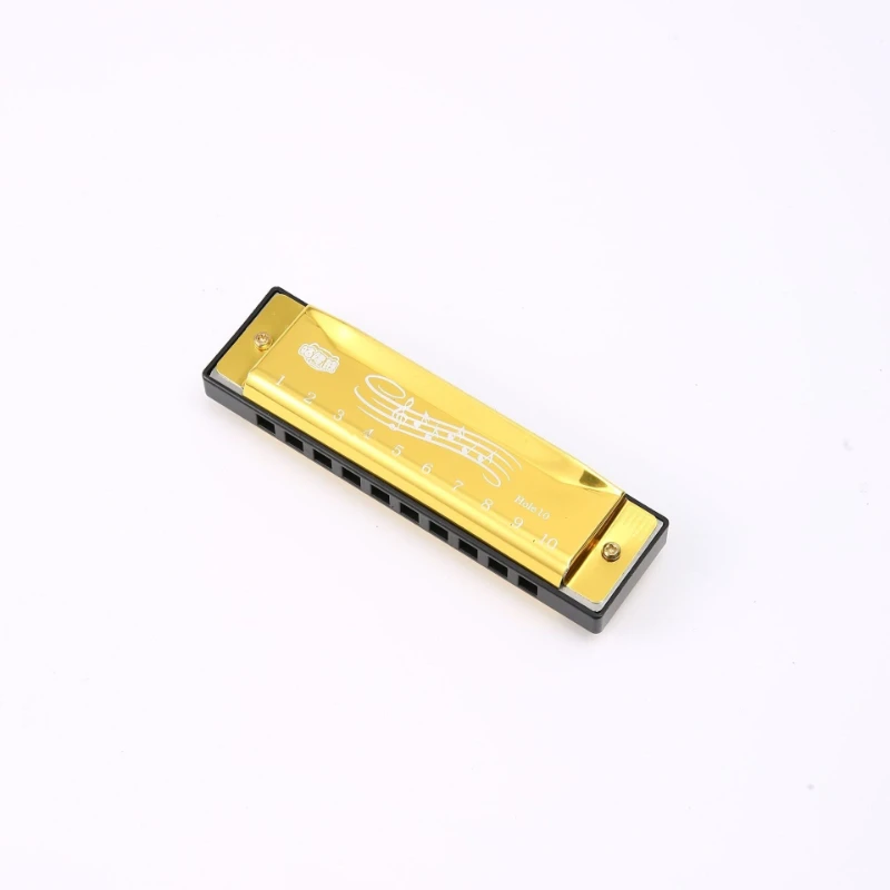 Metal Chromatic Scale Ten-hole Color Harmonica Alloy Toy, Professional Grade Musical Instrument Playing Multi-color Optional