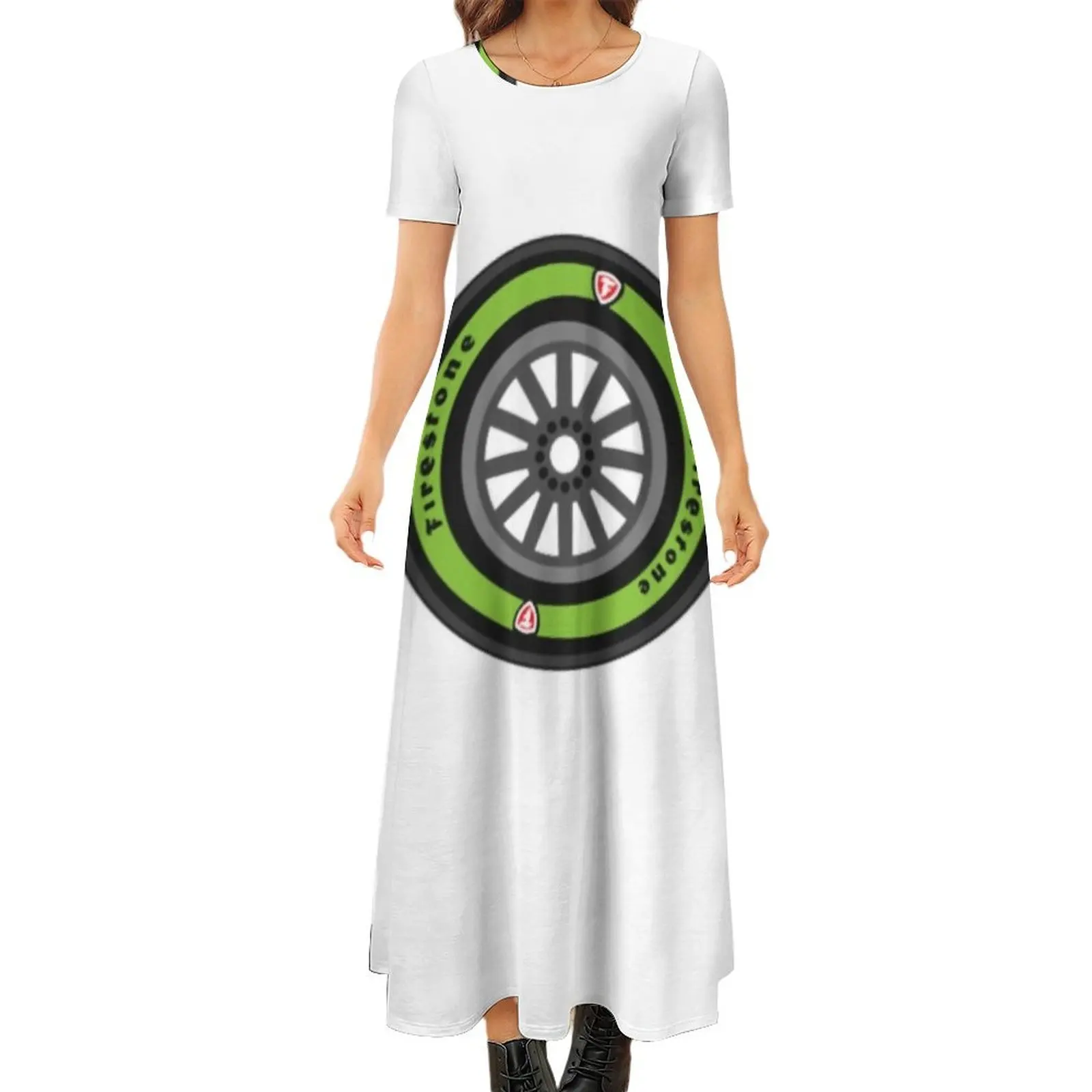 

Indycar Eco Friendly Tire Round Neck Short Sleeve Dress dress Beachwear