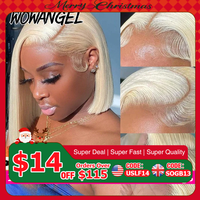 WOWANGEL 613 Blonde Short Bob Wigs 13X6 HD Lace Frontal Wigs Human Hair Bone Straight Skins Melted Full Frontal Wigs For Women