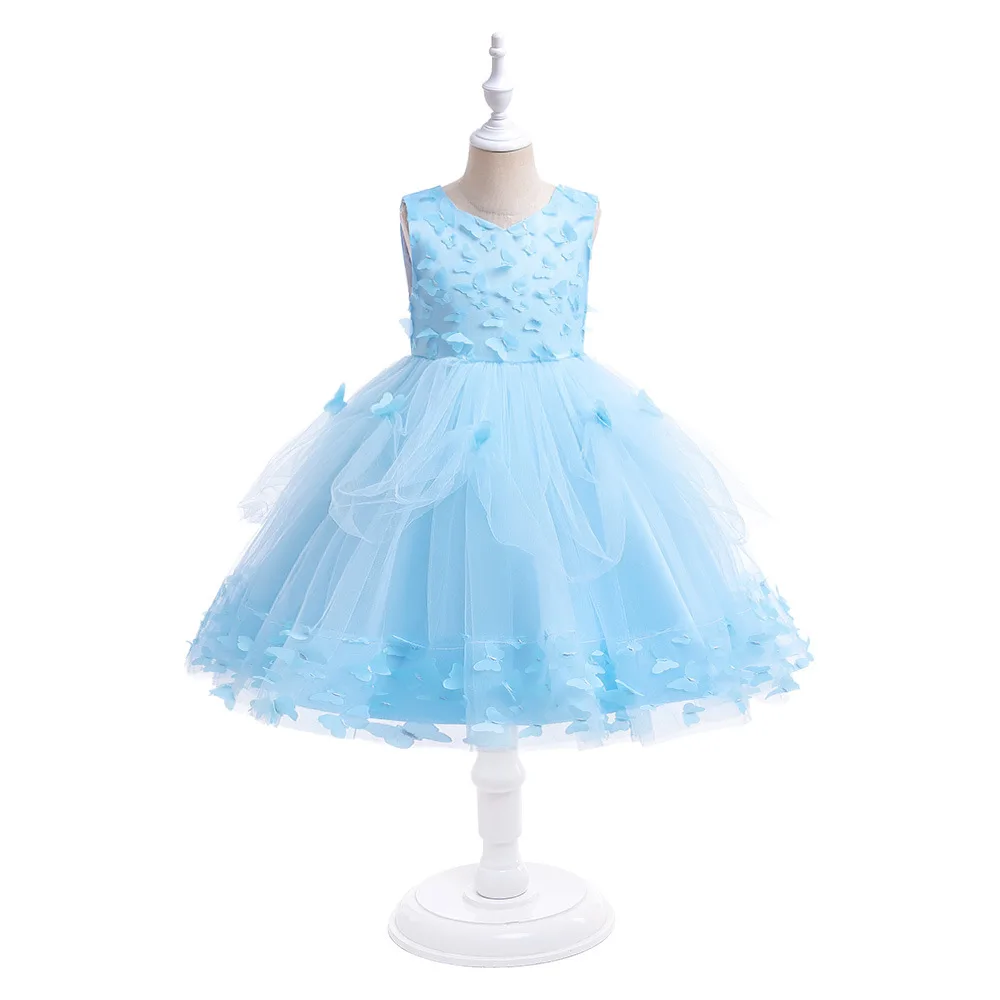 Flower Girls Lace Dresses Wedding Performance Sleeveless Clothing for Kids Elegant Princess Dress Christmas Party Appliques Gown