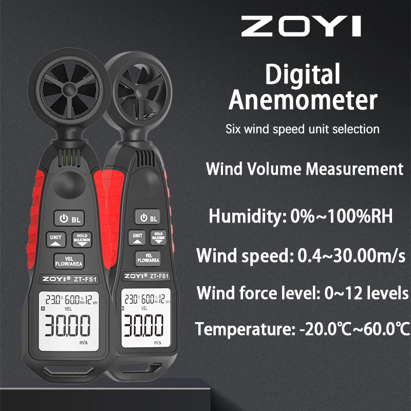 

ZOYI Handheld digital anemometer High precision anemometer Impeller anemometer Air volume test Wind measurement