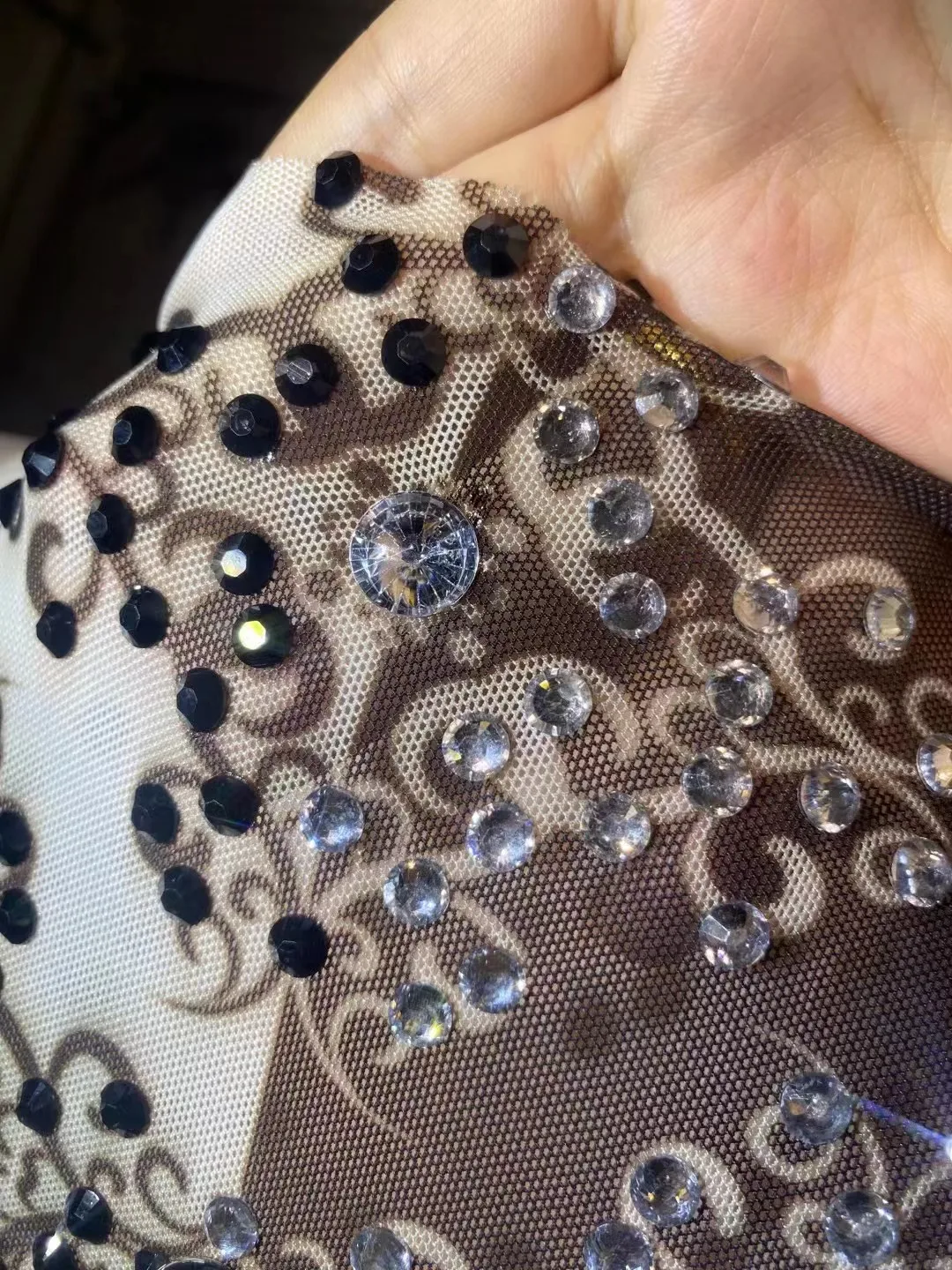 Sparkly Diamond Ladies Gradent Color Floor-Length Dress Sexy See Through Bodycon Evening Party Dress Singer Show Stage Costume