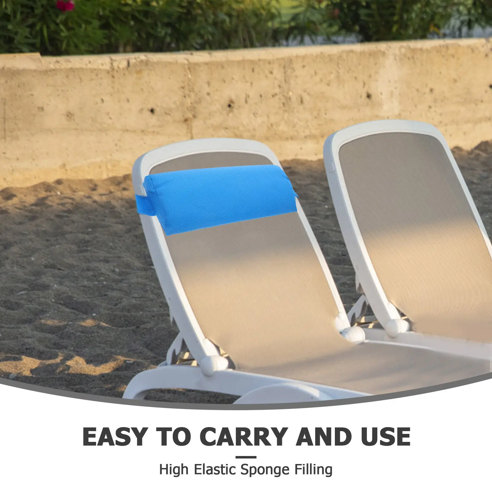 Foldable Lightweight Waterproof Chair Headrest Pillow for Beach Pool Lounge Chaise Outdoor Patio Recliner Car Office Lumbar view 5
