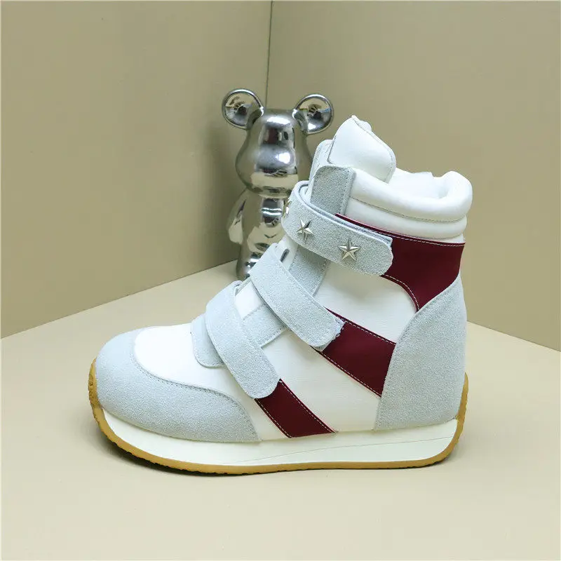 2026 New Women Platform Sneakers 10cm Height Increasing Thick Sole Autumn Winter Casual High Top Jogging Shoes