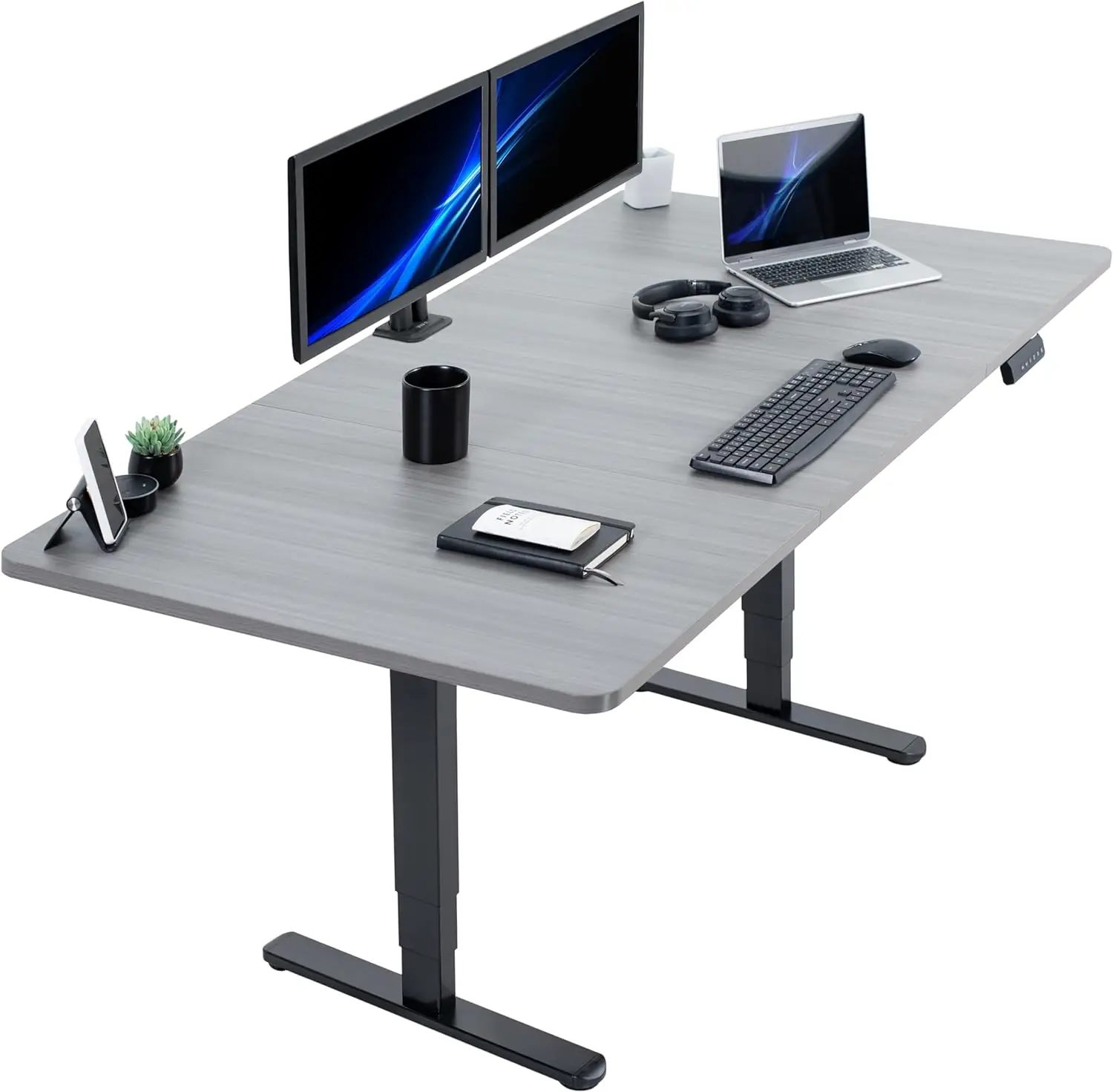 Vivo Electric 71 X 36 Inch Sit Stand Desk, Dual Motor Memory Controller Height Adjustment, 2B Series, Dark Gray Top Black