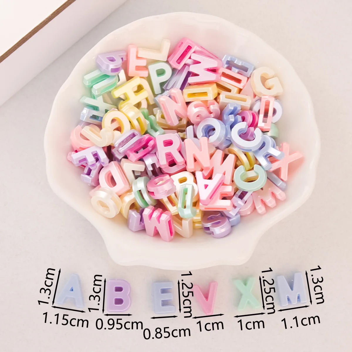 125g/lot Hole 8mm Slide Letter Acrylic Beads DIY Slide Charm English Alphabet For Bracelet Necklace Making